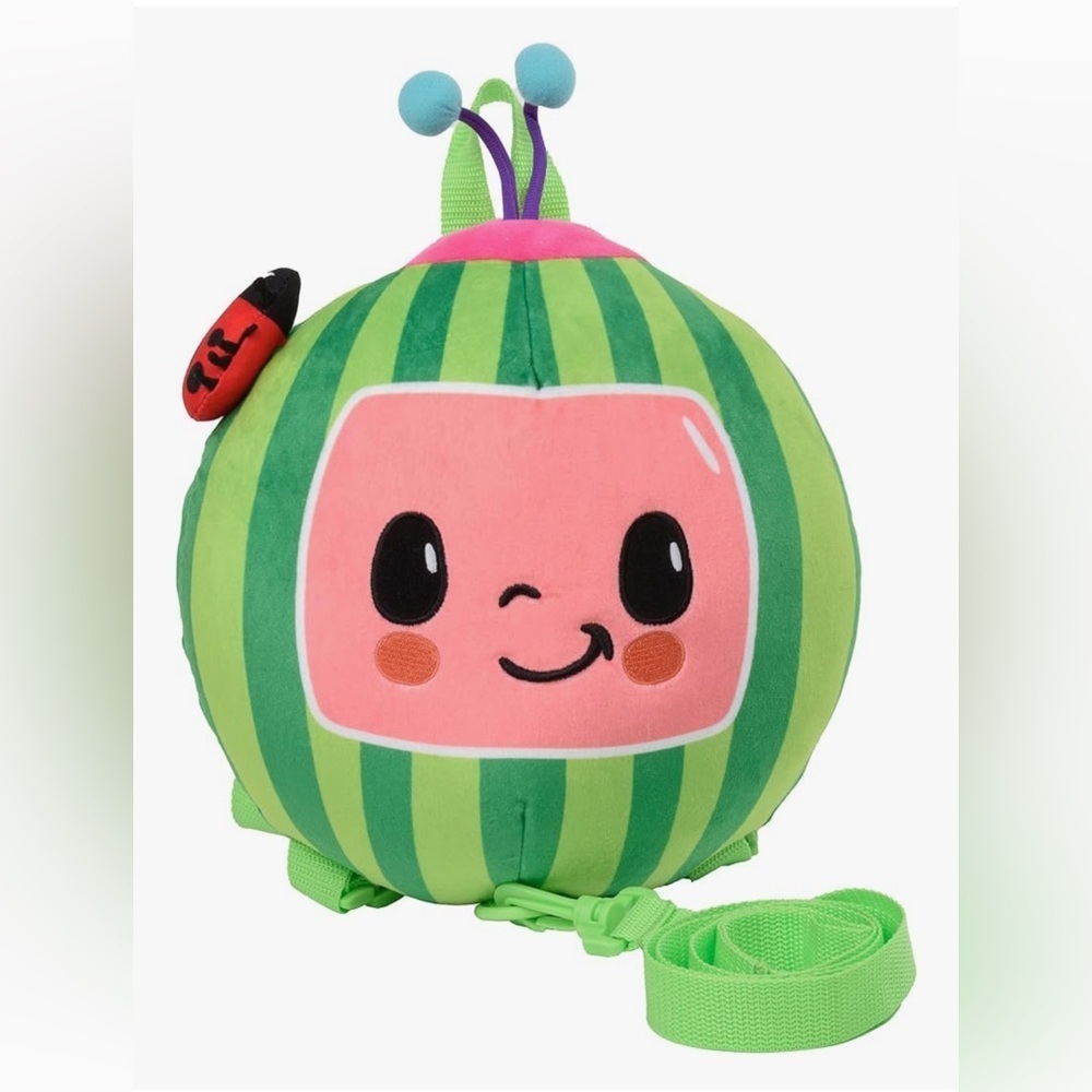 NEW Cocomelon Plush  Kids Toddler Backpack w/removable safety leash Green Pink